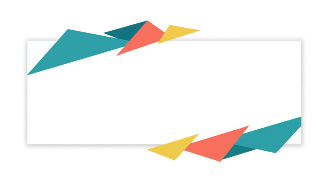 Abstract geometric banner design with colorful triangular shapes and copy space.