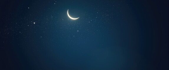 Obraz premium Elegant celestial scene with Islamic crescent moon and bright stars