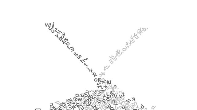 two different types of letters fall into a funnel, mix, and gather into one pile