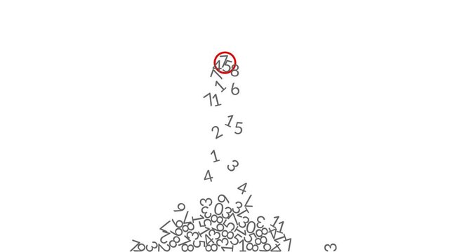 falling numbers on white background