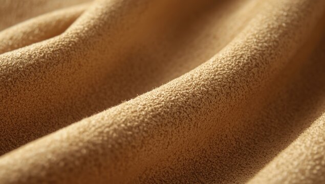 Close-up macro view of beige suede highlighting soft fabric texture