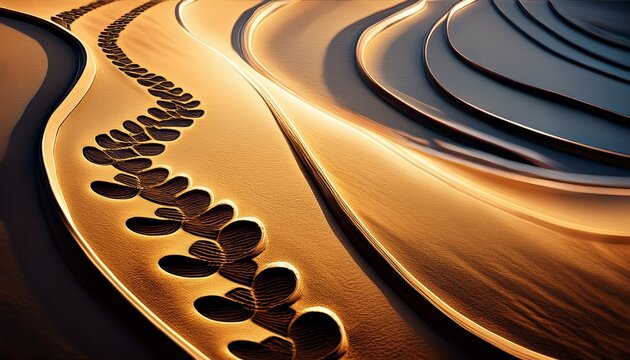 Abstract Illustration Of Winding Footsteps Symbolizing A Journey Progression Or Following A Path Into The Future