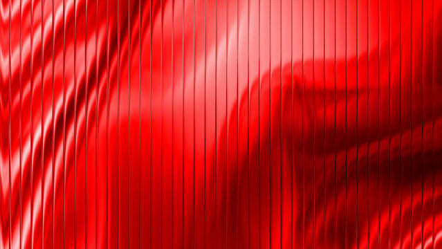 Vibrant abstract glossy red fractal glass texture with ribbed patterns and reflective light effects in abstract design.