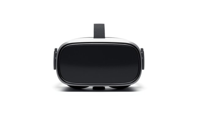 front view of a VR headset isolated on white backdrop