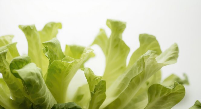 Fresh butterhead lettuce leaves isolated on a clean white background
