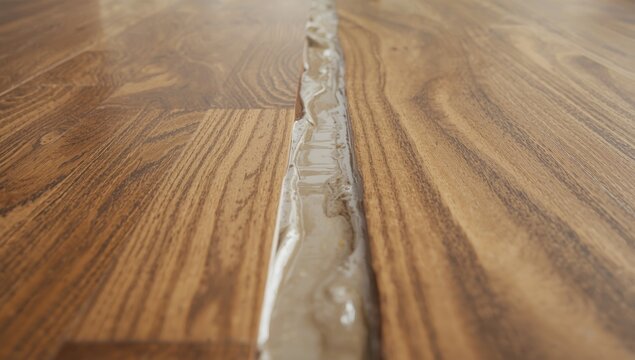 Floor gap being sealed by an applied liquid filling solution