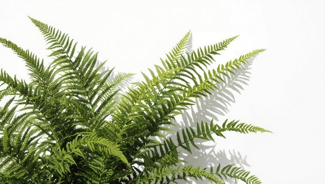 Giant Nephrolepis sword fern featuring rich foliage shown on a bright white background in shade