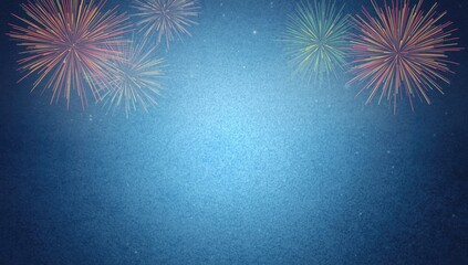 Obraz premium explosive fireworks with multicolor effects over a soft blue textured backdrop