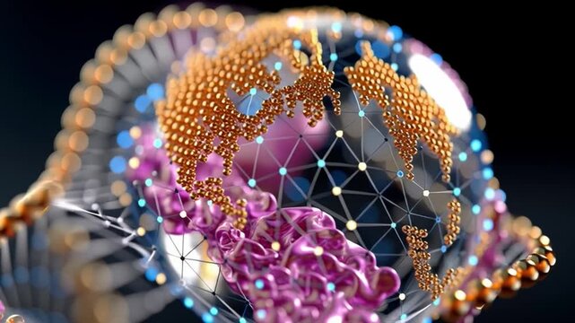 Digital Brain Network: A vibrant, abstract representation of a human brain illuminated with a glowing digital network and globe, symbolizing intelligence, innovation, and global connectivity.
