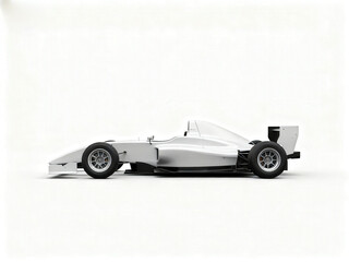 Obraz premium Sleek white open wheel race car shown in a minimalist side profile studio shot on white background.