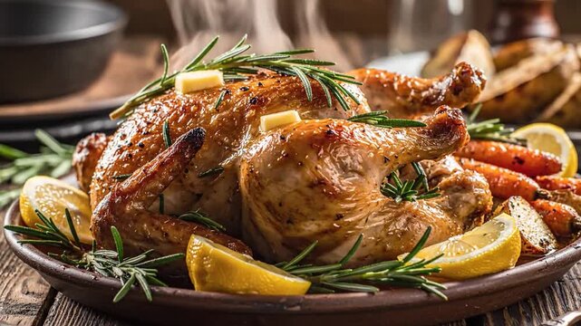 Whole Roasted Chicken With Crispy Skin and Herbs