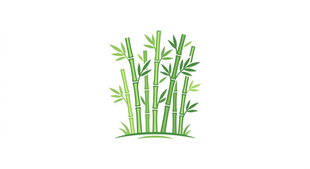Obraz premium Green Bamboo Stalks with Leaves Illustration.