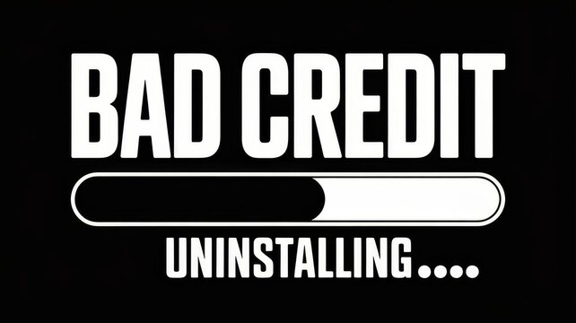 An eye-catching graphic showing a "Bad Credit" warning while a loading bar indicates an uninstallation process.