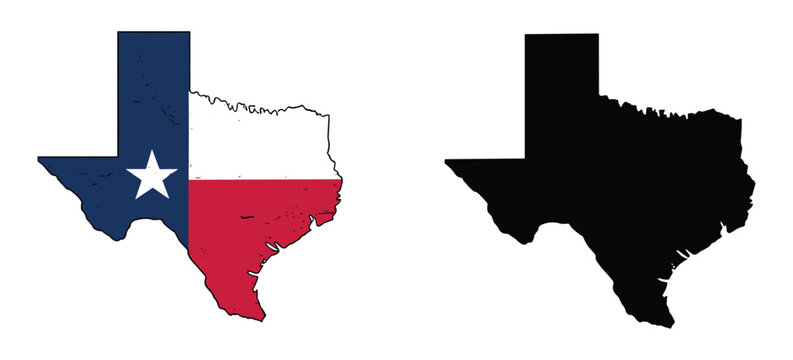 Texas Flag and Outline: A clear depiction of the Texas state shape filled with its iconic flag. Lone Star State, Texas symbol, state pride, American heritage, geography.