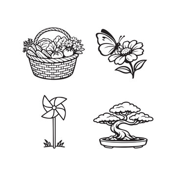Minimalist Decorative Nature Icon Set Vector