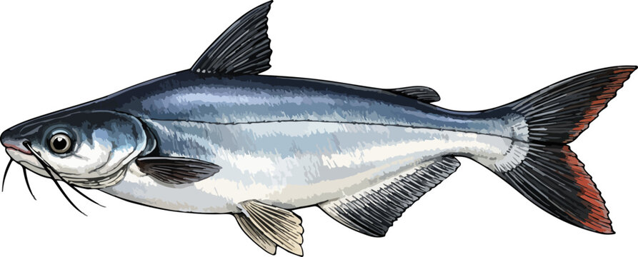 Pangasius hypophthalmus illustration art