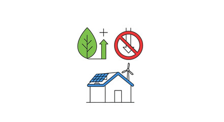 Obraz premium Eco friendly sustainable home energy concept icon illustration.