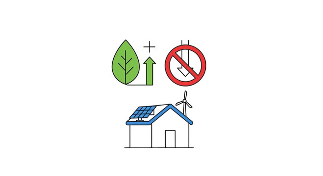 Eco friendly sustainable home energy concept icon illustration.
