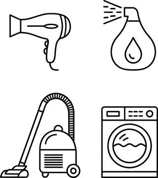 Essential household cleaning and drying appliances illustrated