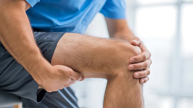 Man experiencing knee pain or injury.