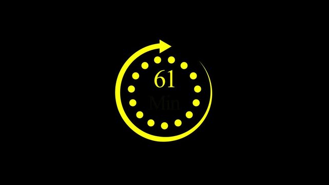 White color circle arrow refresh icon and 67 min timer icon.minutes stopwatch icon. Stopwatch icon in flat style.