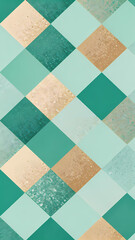 Geometric pattern with teal and gold diamonds