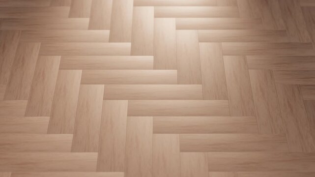 Wood Flooring Installation 3d animation. Installation of wooden laminate flooring in a modern empty room. Home renovation, interior construction, and flooring installation concepts