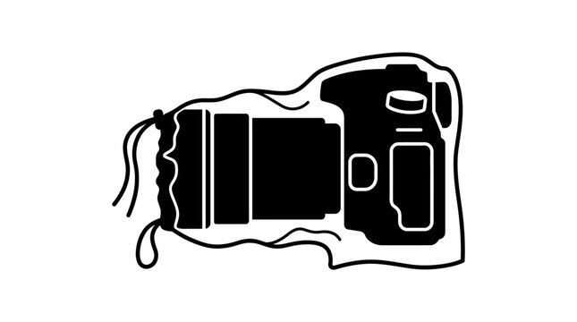Professional DSLR Camera with Protective Cover Isolated on White.