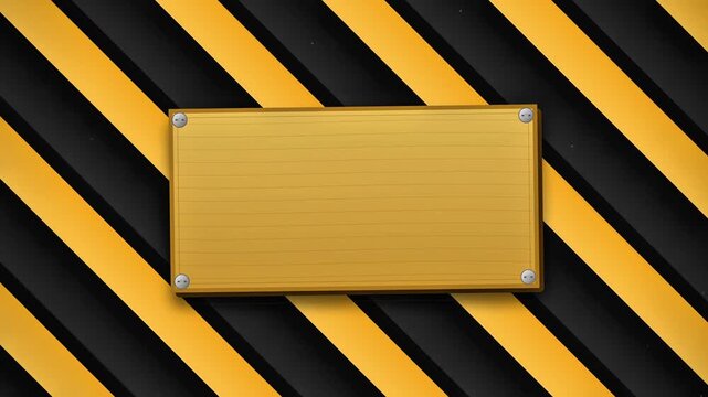 Animated caution sign with under construction text on hazard stripes