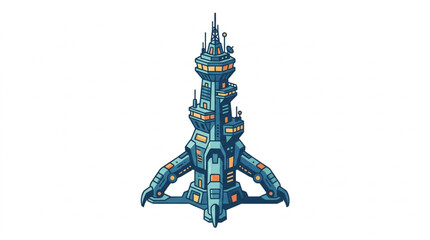 Futuristic spaceship with turrets. © Box