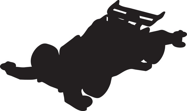 Silhouette of a remote-controlled car seen from above, capturing its dynamic design and adventurous spirit