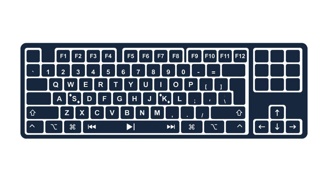 Modern Computer Keyboard with White Key Lettering and Symbols.