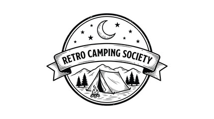 Fototapeta premium Retro camping society logo design.