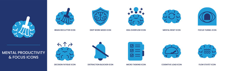 Mental productivity and focus icons set for designing presentation and websites © Lifasm