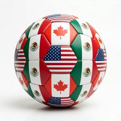 Obraz premium Soccer Ball Textured with Flags of United States Canada and Mexico