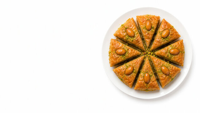 Baklava tunisina su sfondo bianco. Generative AI 