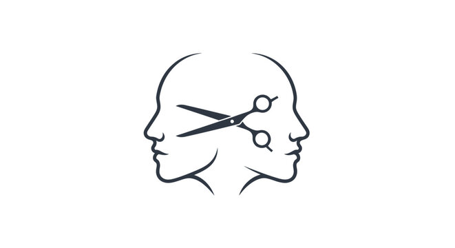 Scissors Cutting Through Two Heads.