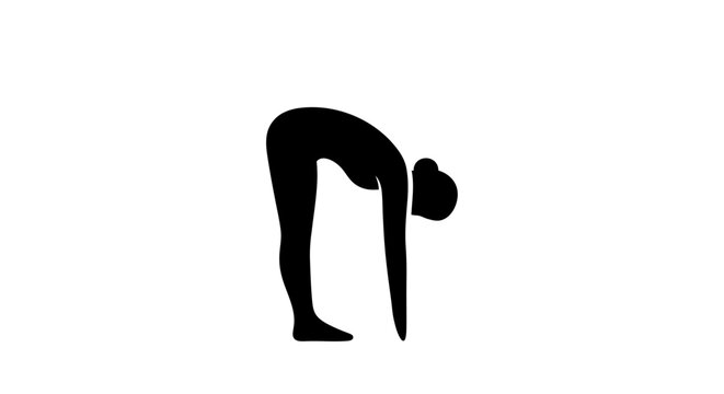 Silhouette icon of person in standing forward fold