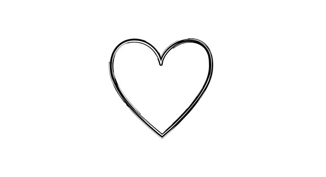 Simple heart shape outline line art illustration.