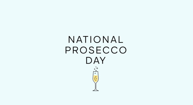 National Prosecco Day Greeting Card with Sparkling Wine Glass Illustration