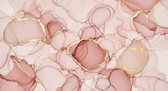 Abstract pink and gold ink wash background texture for elegant designs