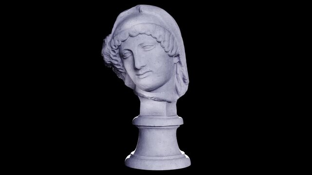 Classical Sculpture of Head of the Mourning Penelope Rotation Animation
