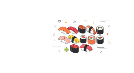 Set of Various Sushi Rolls and Nigiri Icons ©  Zayn Alvaro Sebasti