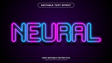 Fototapeta premium Neural Text effect editable text Modern futuristic style Vector editable text effect