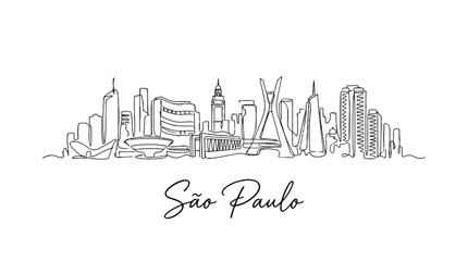 Fototapeta premium Minimalist Line Art Illustration of S?o Paulo's Iconic Skyline in Contemporary Style