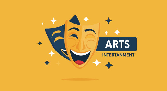Theatrical Drama and Comedy Masks Illustration