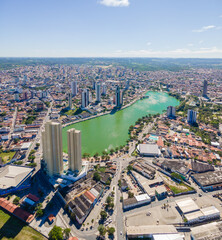 Naklejka premium Vista Aérea do Açude Velho em Campina Grande, Paraíba | Aerial View of Açude Velho in Campina Grande, Paraíba, Brazil