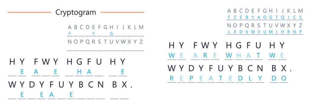 Cryptogram puzzle with letter substitution and hidden messages  