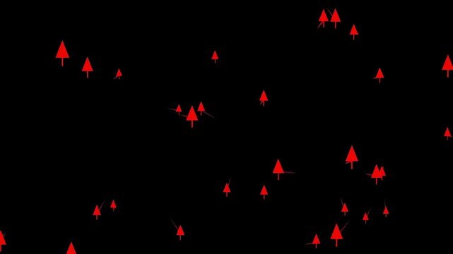 Red arrow symbols floating and shrinking into center point.