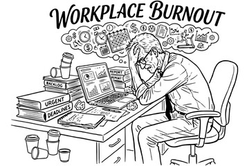 Obraz premium Simple Workplace Anxiety and Business Frustration Vector Design